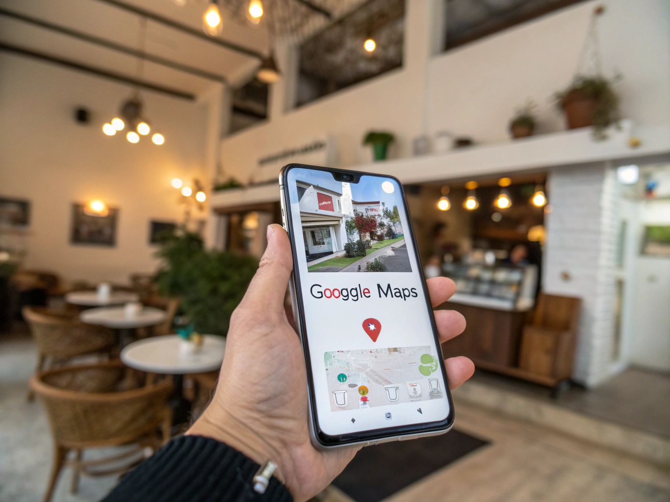 Local business search results on mobile device