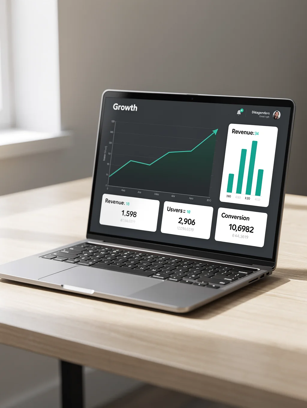 National retailer search growth dashboard on a laptop screen